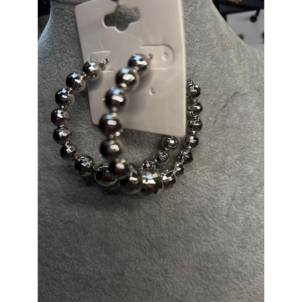 #30. Silver-Tone Faceted Disco Ball Hoop Earrings